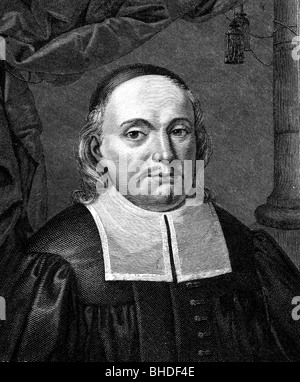 Gerhardt, Paul, 12.3.1607 - 27.5.1676, German author / writer (poet) and clergyman, portrait, after contemporary image, wood engraving, 19th century, Stock Photo