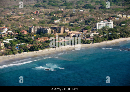 An aerial view of the beachfront of Tamarindo in Guanacaste, Costa Rica Stock Photo