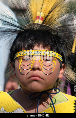 Native American Boy in traditional dress Stock Photo