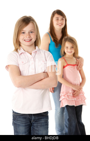 Group Of Girls Together In Studio Stock Photo