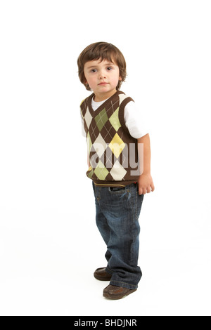 Full Length Portrait Of Young Boy Stock Photo