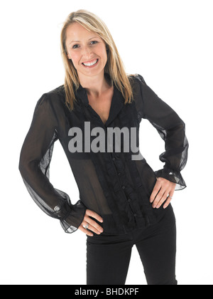 Studio Portrait Of Young Woman Against White Background Stock Photo