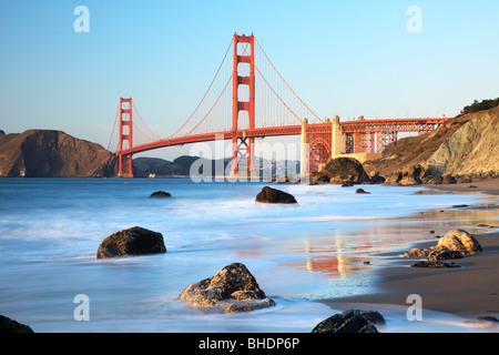 Golden Gate Bridge viewed from Bakers Beach Stock Photo