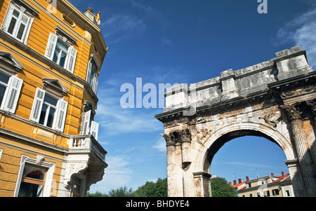 The Triumphal Arch of the Sergii Pula Istria Croatia Stock Photo