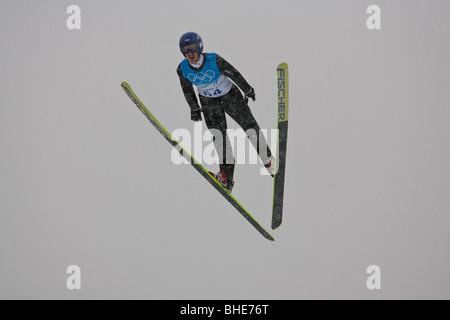 Adam Malysz (POL) during NH Individual Ski Jumping training at the 2010 Olympic Winter Games, Vancouver, British Columbia. Stock Photo