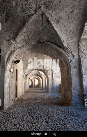 Covered walkway in the Forte de Exilles, nears Susa, Italy Stock Photo