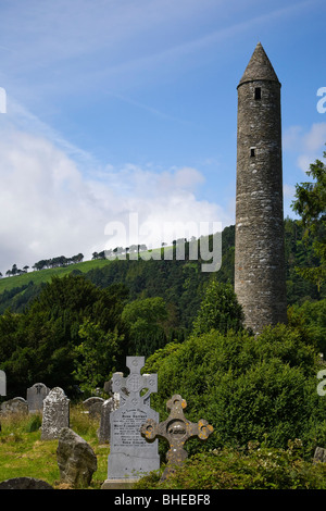 The round tower of Glendalough, Wicklow, Ireland. Stock Photo