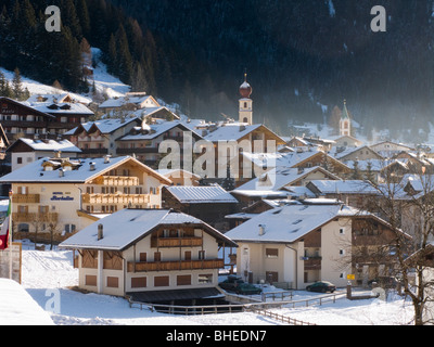 Canazei, Val di Fassa, Dolomites, Italy. Ski resort on Sella Ronda ski circuit. Stock Photo