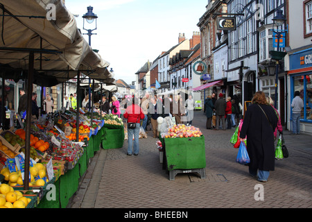 A street market at Melton Mowbray, Leicestershire, England, U.K. Stock Photo