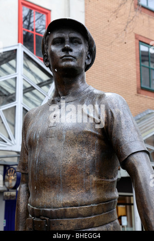 statue called miner by robert thomas on queens street cardiff wales uk Stock Photo