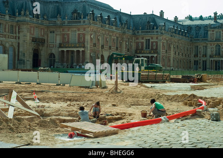 Versailles, France, French Castle 'Chateau de Versailles' Archeologists Digging at Construction Site, Monument , Outside Paris Stock Photo