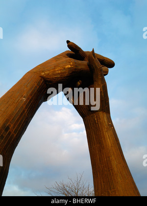 'The Big Dance', new sculpture by Ray Lonsdale installed Feb 2010 at World Famous Old Blacksmith's Shop, Gretna Green, Scotland Stock Photo