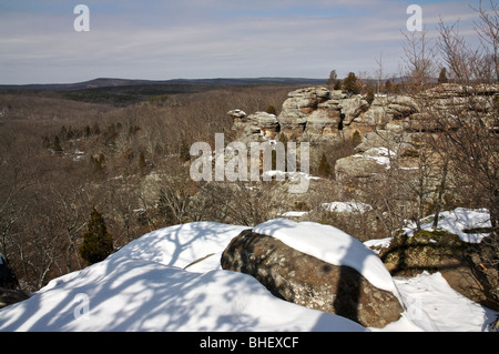 Garden of the Gods Recreation Area in winter. Illinois USA. Stock Photo