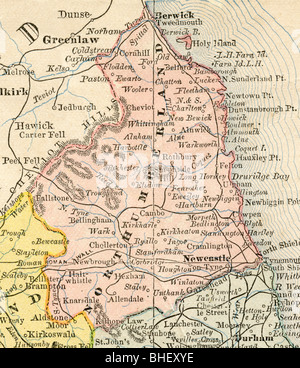 Old map of Northumberland County from original geography textbook, 1884 ...