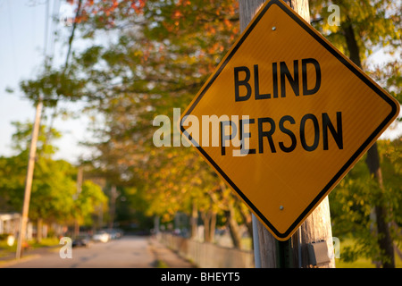 Close-up of a Blind Person signboard Stock Photo