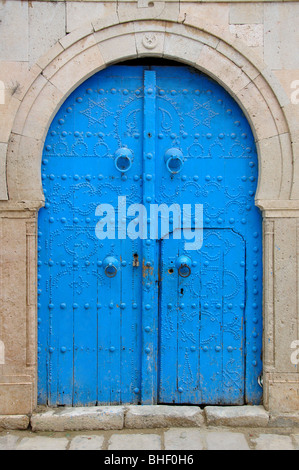 Typical blue door, Sidi Bou Said, Tunis Governorate, Tunisia Stock Photo