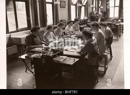 Women at work in the post room, Rowntree factory, York, Yorkshire, 1952. Artist: Unknown Stock Photo