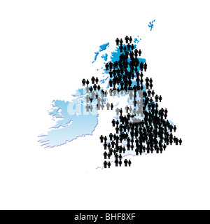 Overpopulation! Conceptual Image of the UK overpopulated with people Stock Photo