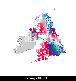 Overpopulation! Conceptual Image of the UK overpopulated with people Stock Photo