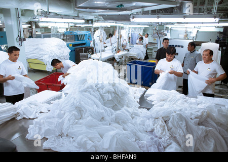 Laundry room on the cruise ship Queen Mary 2 Stock Photo