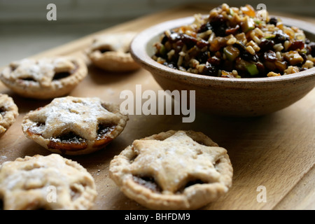 Homemade mincemeat and mince pies Stock Photo