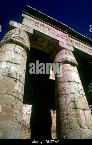 Lotus-headed pillars, Temple of Rameses III, Medinat Habu, Luxor, Egypt, c12th century. Artist: Unknown Stock Photo