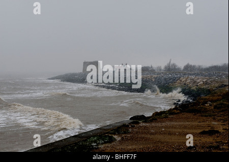 Coastal Erosion at East Lane, near Bawdsey on the Suffolk Coast. Stock Photo