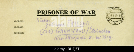postwar period, prisoners of war, letter of a German prisoner, Garmisch hospital, Germany, stamped 1.2.1947, Stock Photo