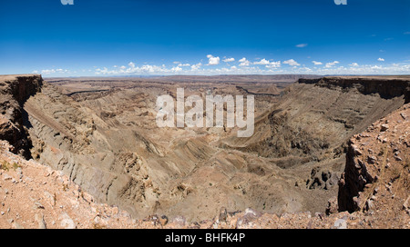 Panoramic view into Fish River Canyon in Namibia Stock Photo