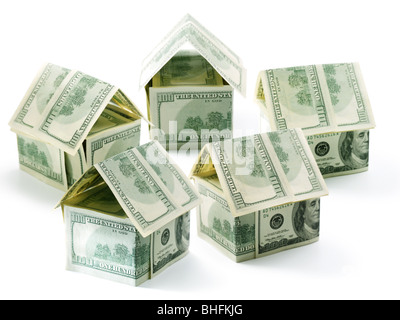 Five dollar cottages isolated over white Stock Photo
