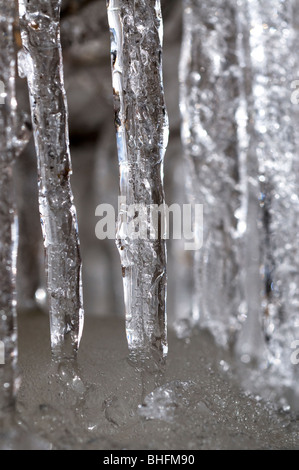 Close up of group of icicles Stock Photo