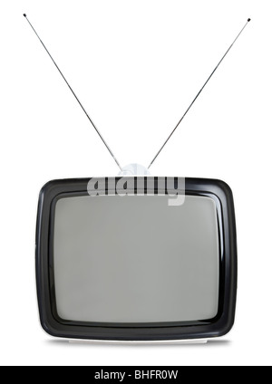 Vintage sixties TV set isolated on white background Stock Photo