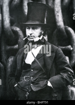 ISAMBARD KINGDOM BRUNEL  - English engineer and inventor (1806-59) in front of the chains of the Great Eastern Stock Photo