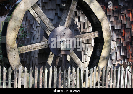 Waterwheel in a country village. Stock Photo