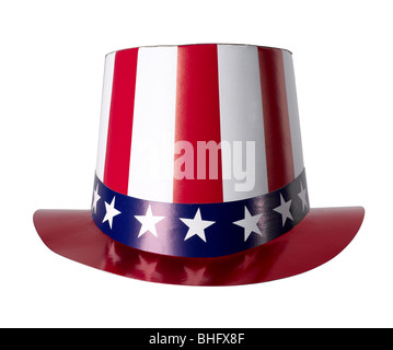 Uncle Sam Top Hat July 4th patriotic red white blue stars stripes Stock Photo