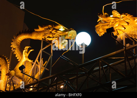 Twin Dragon Gate entrance to Los Angeles Chinatown Stock Photo