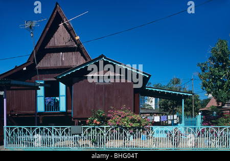 Traditional Timber or Wooden Malay Malacca or Melaka House (1920s), Morten Village, Malacca City or Melaka, Malaysia Stock Photo