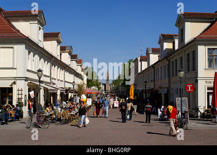 View along Brandenburg Street to church St. Peter and Paul, Potsdam, Brandenburg, Germany Stock Photo