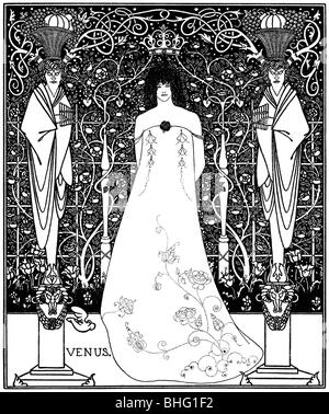 Aubrey Beardsley, Venus and Tannhauser, illustration of Venus by the artist for his own story of 1895 Stock Photo