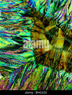 This chemical was photographed through a microsope using polarised light, Stock Photo