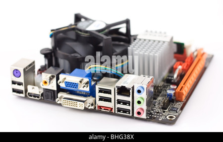 Assembled computer motherboard Stock Photo