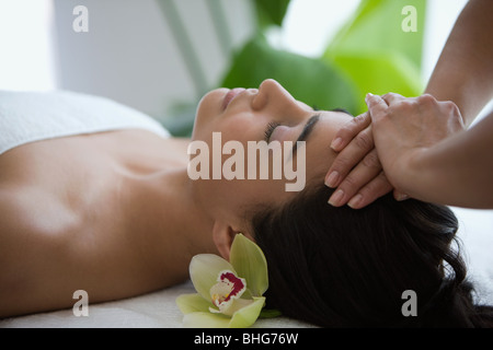 Woman having a head massage Stock Photo