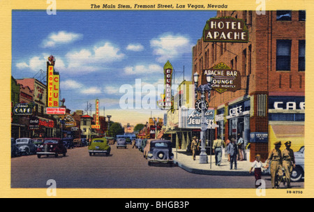 'The Main Stem, Fremont Street, Las Vegas, Nevada', postcard, 1943. Artist: Unknown Stock Photo