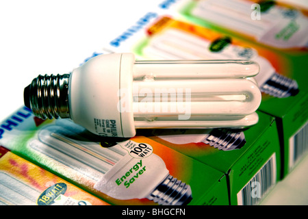 Energy saving light bulb Stock Photo
