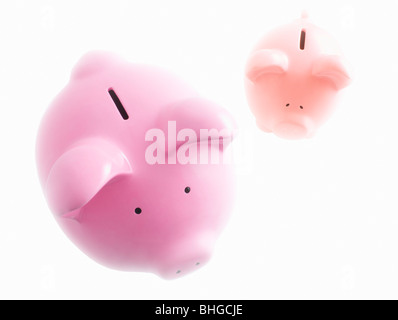 Piggy banks on white Stock Photo