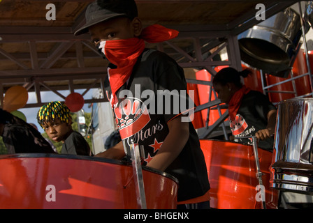 Steel band rehearsing for Notting Hill Carnival Stock Photo