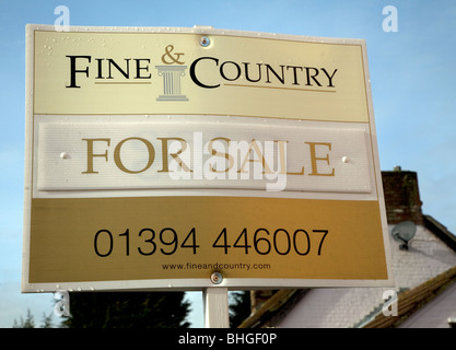Fine and Country estate agents sign for house for sale Stock Photo