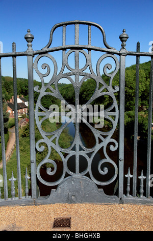 Detail of the first cast iron bridge in the world built in 1779 over the River Severn at Coalbrookdale, Shropshire Stock Photo