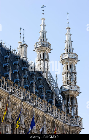 The Gothic Town Hall on the Grote Markt of Leuven, Belgium, Europe Stock Photo