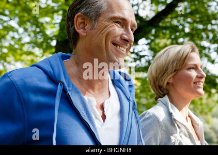 Middle aged couple jogging Stock Photo